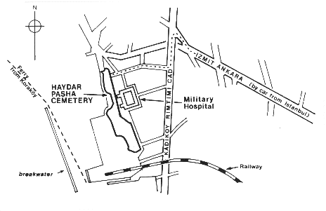 A map locating the cemetary