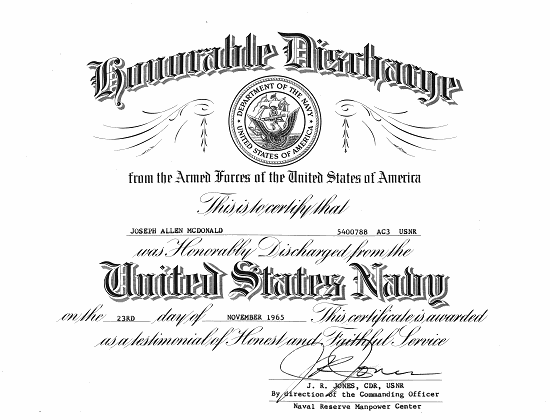 Honorable discharge certificate