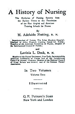 Title page of Nutting's History of Nursing