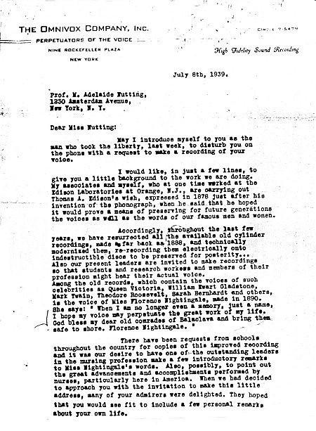 Page 1 of letter to Adelaide Nutting